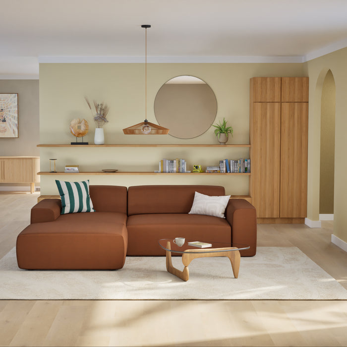 NADUVI Collection Nina Hoekbank Links - Velvet - Karamel bruin