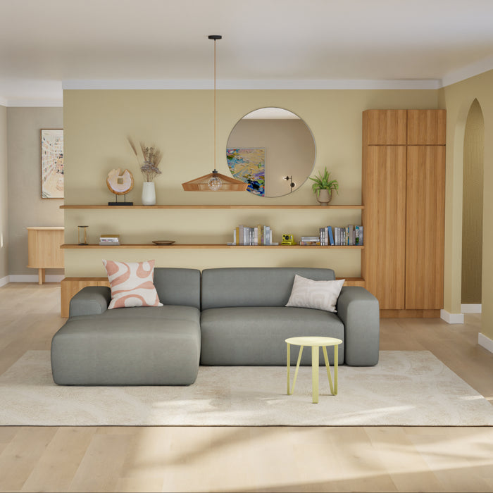 NADUVI Collection Nina Hoekbank Links - Velvet - Lichtgrijs