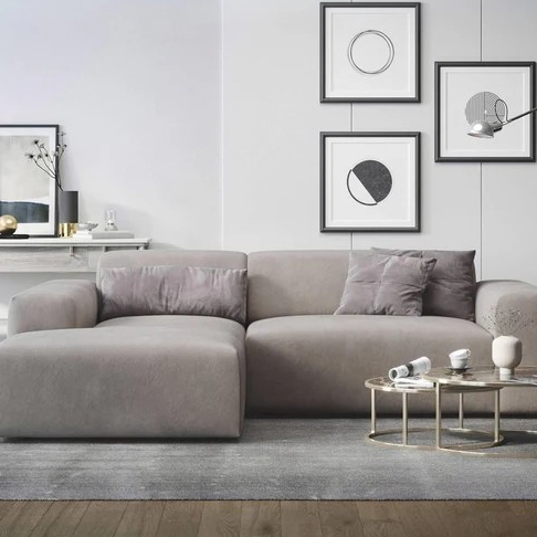 NADUVI Collection Nina Hoekbank Links - Velvet - Taupe