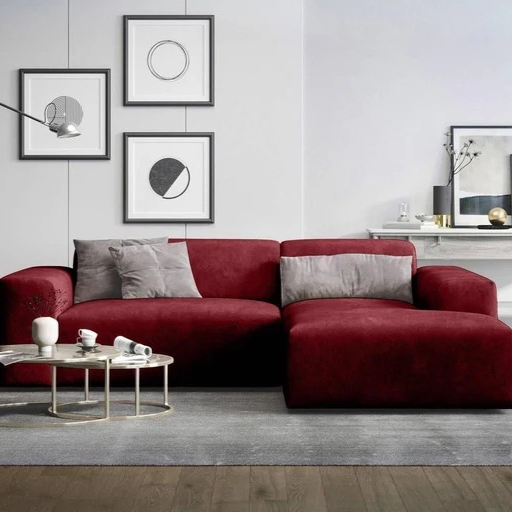 NADUVI Collection Nina Hoekbank Rechts - Velvet - Bordeauxrood