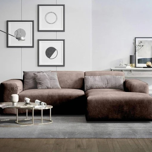 NADUVI Collection Nina Hoekbank Rechts - Velvet - Donkerbruin