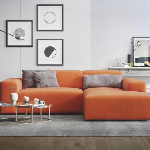 NADUVI Collection Nina Hoekbank Rechts - Velvet - Oranje