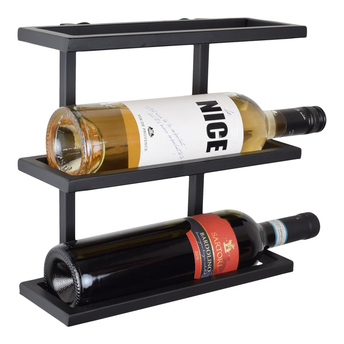 LOFT42 Pinot Wandwijnrek - 3 flessen - Metaal - Zwart - 26x27x11