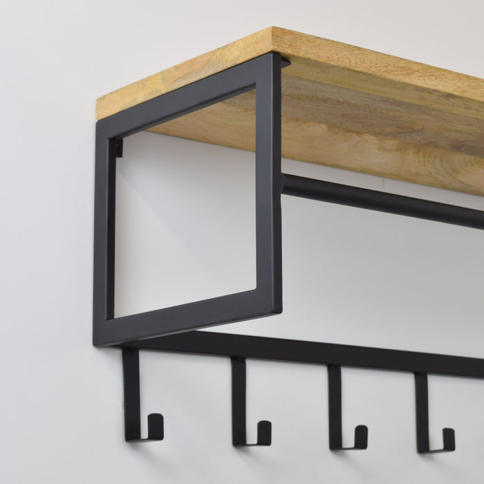 LOFT42 Kapstok Ivory - Hout – Metaal – 6 haken en Roede - 80x36x30