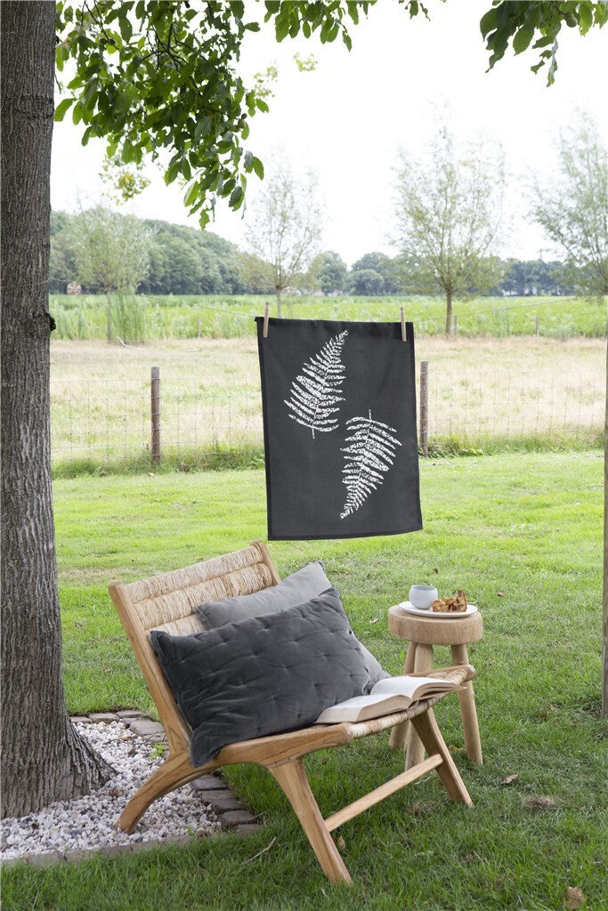 Walra - Theedoek Dry with Leaves - 50x70 - Off Black