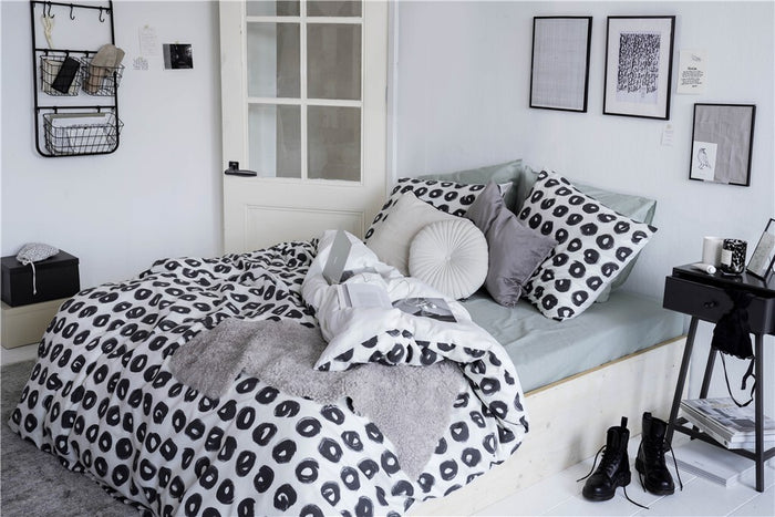 Dindi Home - Dekbedovertrek Drawing Wheels - 140x220 - Zwart