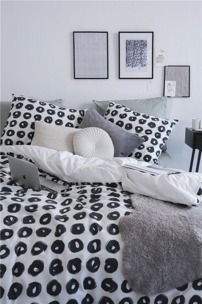 Dindi Home - Dekbedovertrek Drawing Wheels - 140x220 - Zwart