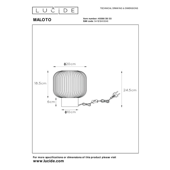 Lucide Maloto Tafellamp - Amber