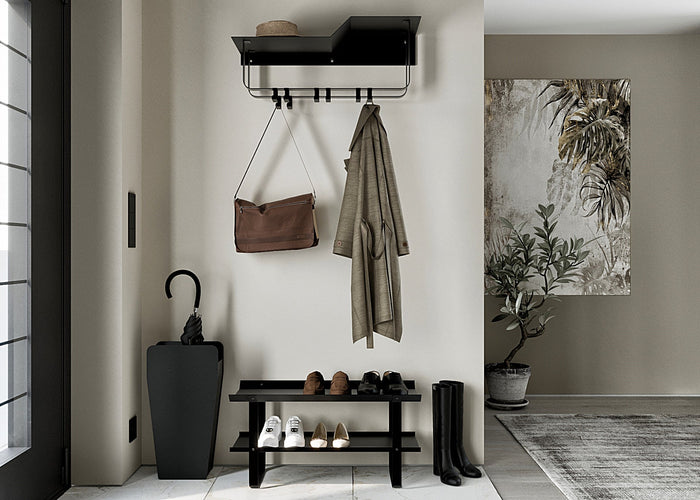 Gorillz Layer - Wandkapstok Met Hoedenplank - 8 Kapstok Haken - Zwart