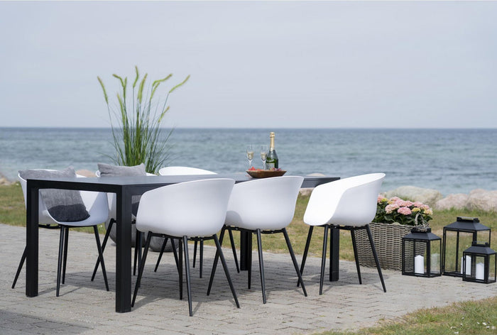 Artichok Liloe kunststof tuinstoel wit met armleuningen