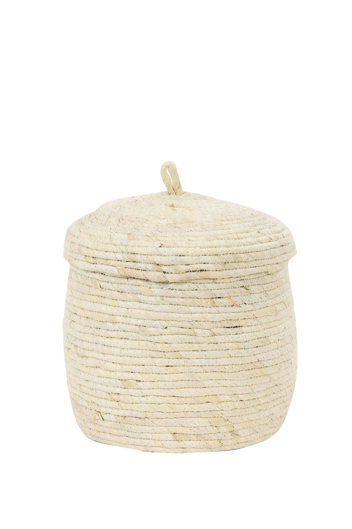 Light&living Mand S|3 met deksel max Ø36x42 cm MANGALA licht bruin