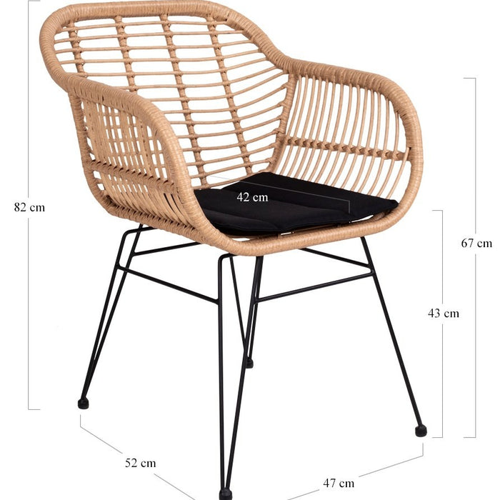 House Nordic Trieste Polyrattan Armstoel Natural set van 2