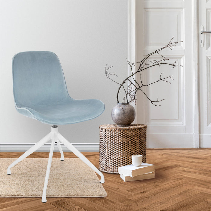 Nolon Nola-Fé draaibare eetkamerstoel velvet blauw - wit onderstel