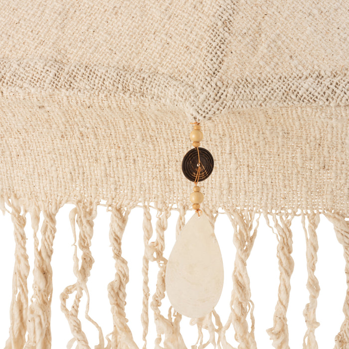 J-Line parasol Kwastjes|Schelpen - hout - beige|donkerbruin - L