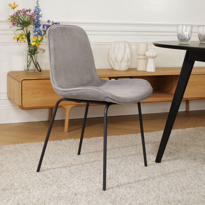 Nolon Nora-Fé Eetkamerstoel Grijs - Velvet - Zwart Onderstel