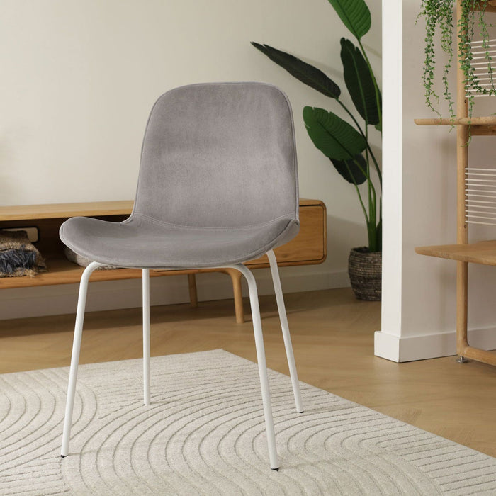 Nolon Nora-Fé Eetkamerstoel Grijs - Velvet - Wit Onderstel