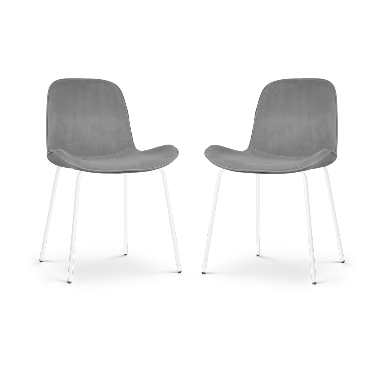 Nolon Nora-Fé Eetkamerstoelen Set van 2 - Velvet Grijs - Witte Poten