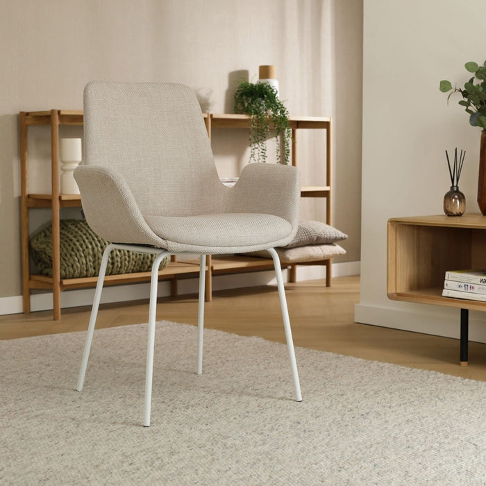 Nolon Nora-Eef Eetkamerstoelen Set van 2 - Beige - Witte Poten