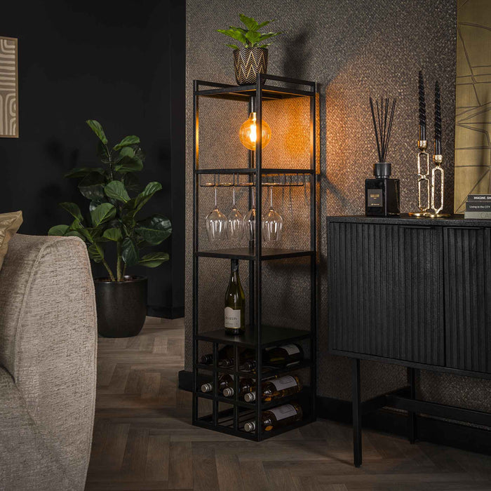 Giga Meubel - Wijnreklamp Metaal - Zwart 1-Lichts - 33x35x132cm