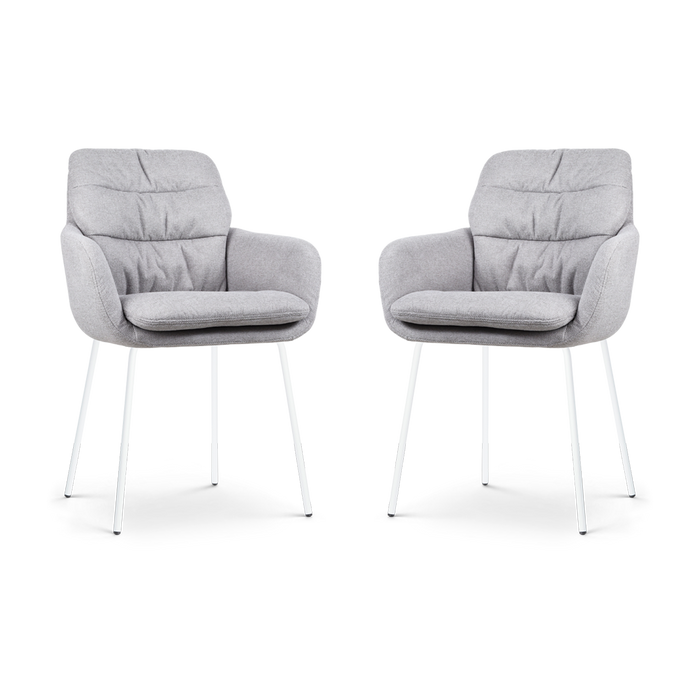 Nolon Nora-Mia Eetkamerstoelen Set van 2 - Grijs - Wit Onderstel