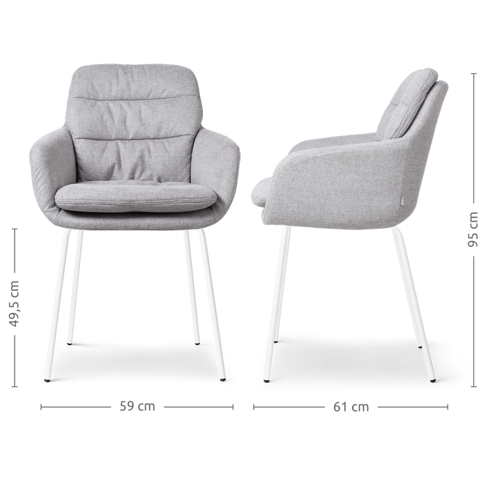 Nolon Nora-Mia Eetkamerstoelen Set van 2 - Grijs - Wit Onderstel