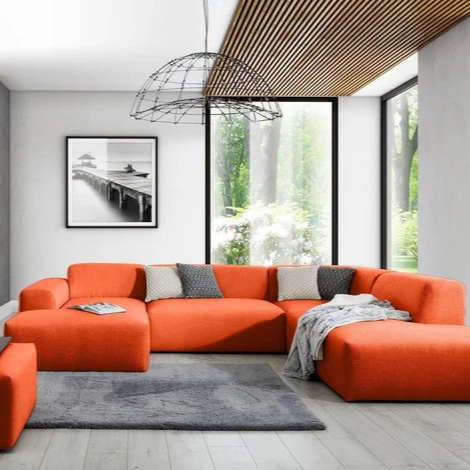 NADUVI Collection Nina U-bank Rechts - Velvet - Oranje