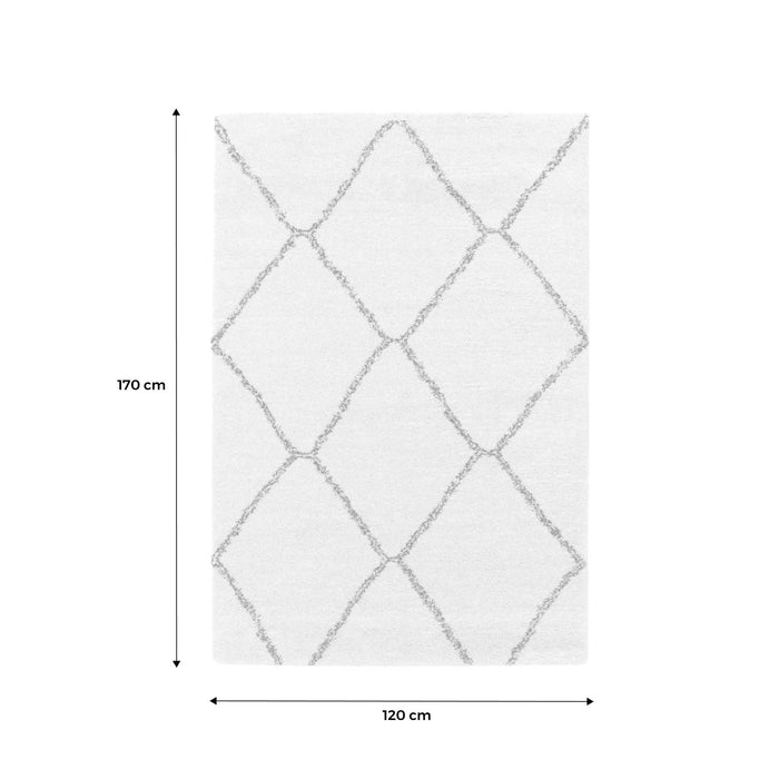 sweeek - Shaggy interieur tapijt, Berber stijl, wit en zwart