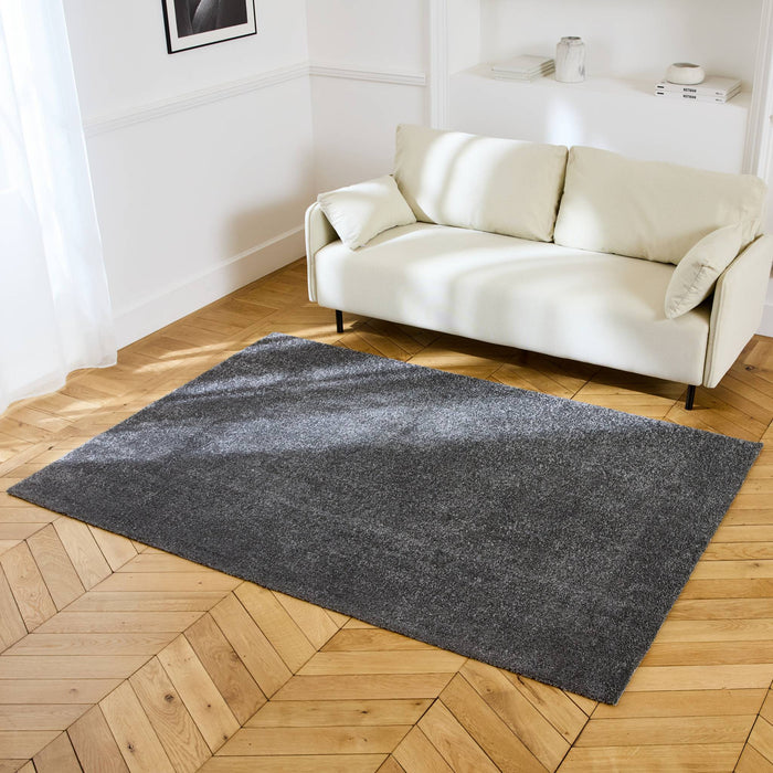 sweeek - Grijs velours interieurtapijt met kruleffect