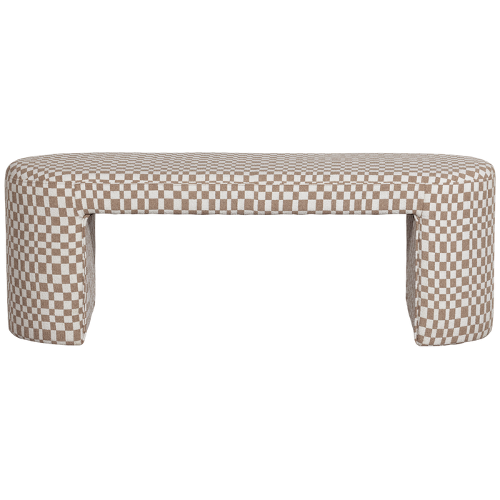 WOOOD Jacob Bankje - Polyester - Geruit - Zand - 46x130x46