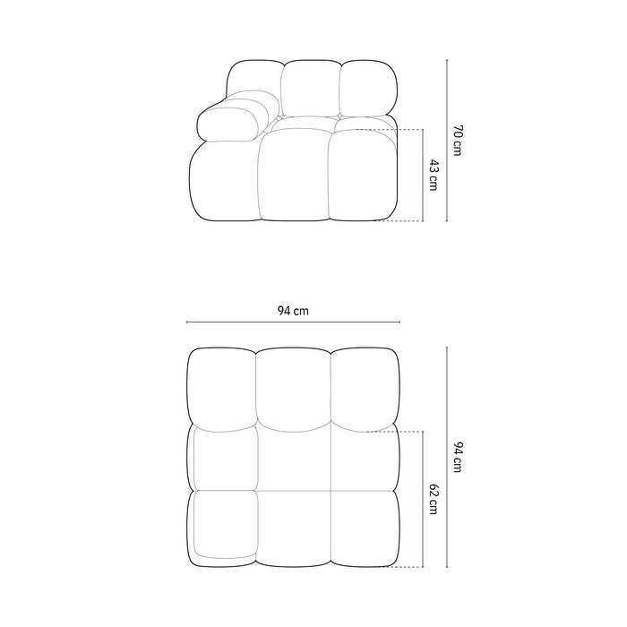Milo Casa Tropea Modulair Bank Element - Hoek Links - Donkergrijs