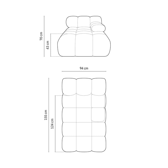 Milo Casa Tropea Modulair Bank Element - Chaise Longue Rechts - Donkergrijs