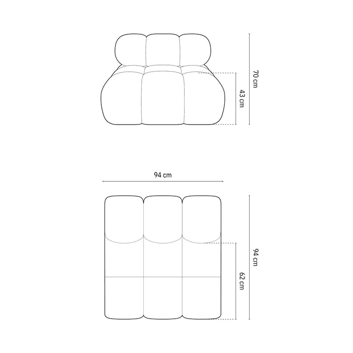 Milo Casa Tropea Modulair Bank Element - Middenstuk - Donkergrijs