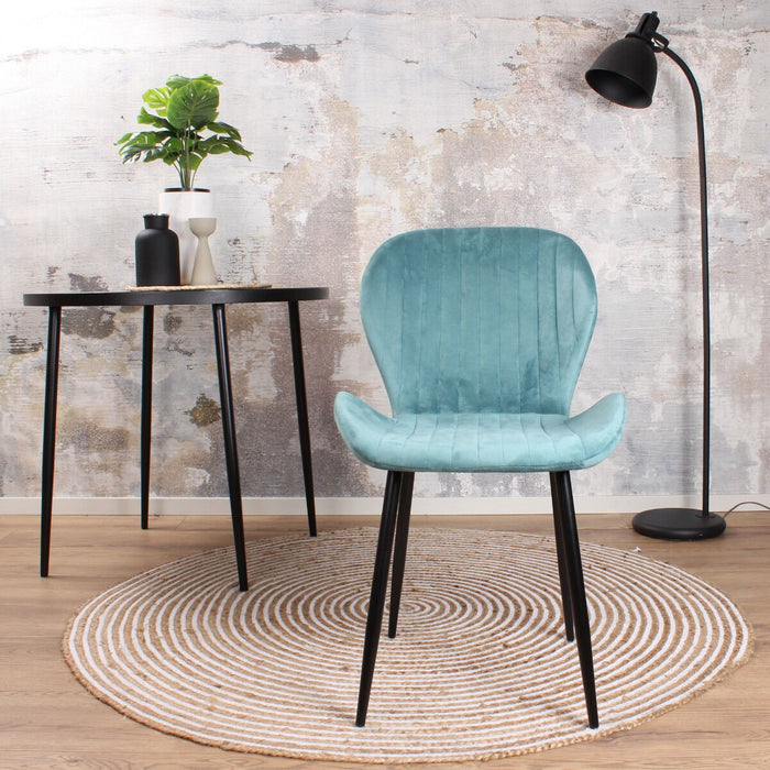 DS4U Giulia eetkamerstoel velvet petrolblauw