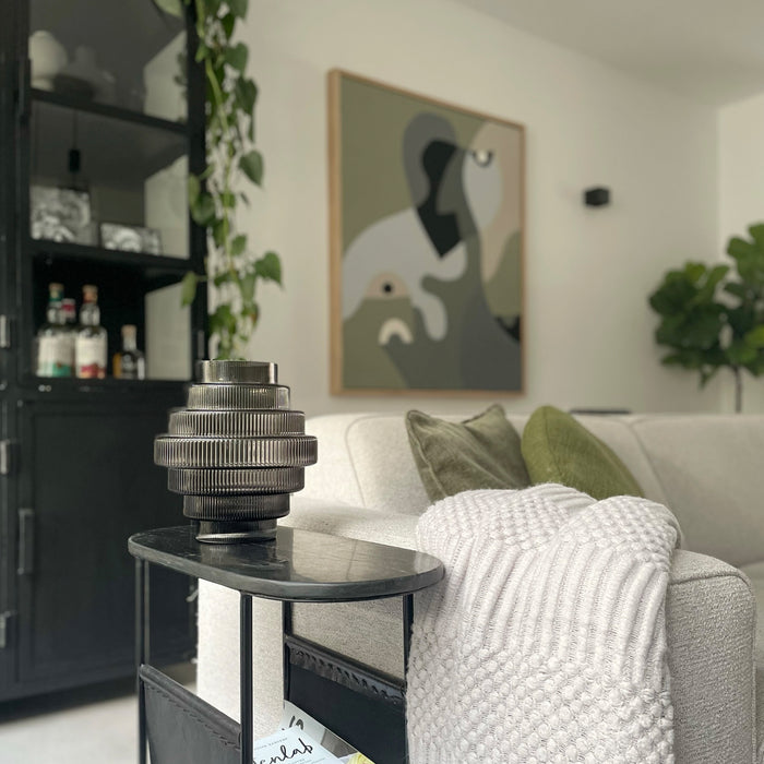 QUVIO Vaas - Glas - Grijs - Maat L