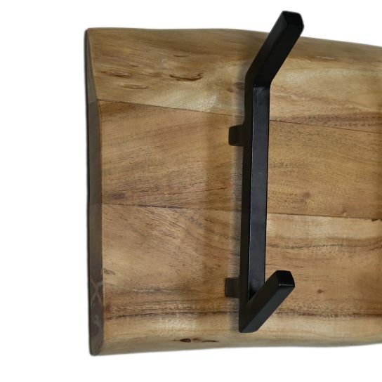 Kapstok Live Edge - 100x10x25 - Naturel - Acaciahout|metaal