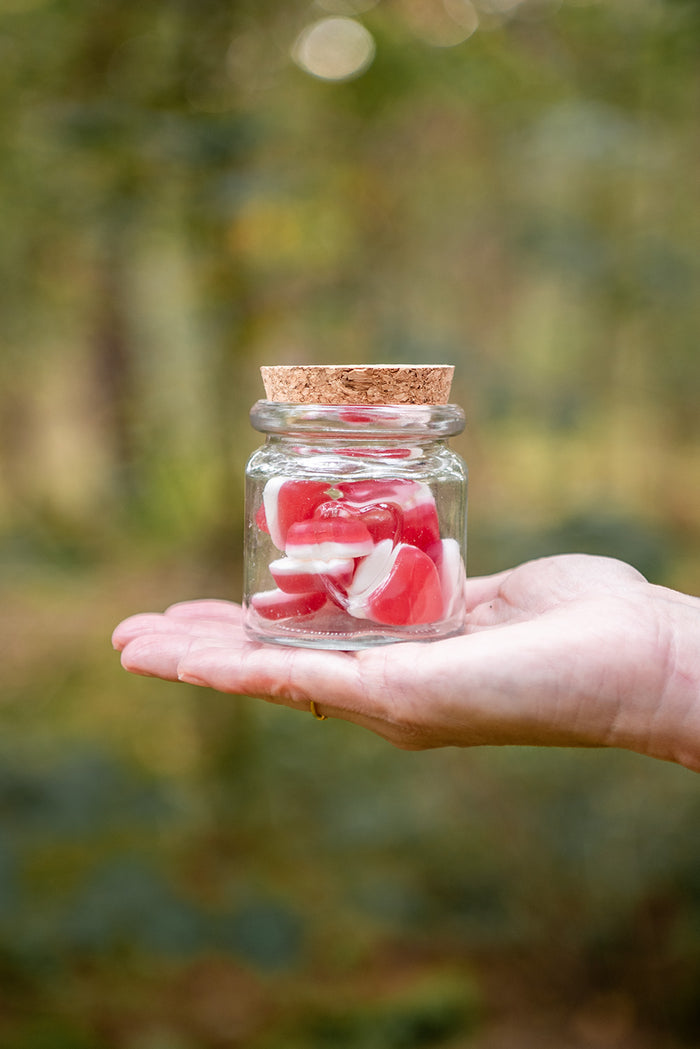 Clayre & Eef Voorraadpot Ø 6x8 cm Transparant Glas Hartjes