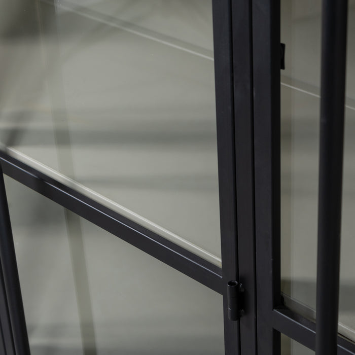 WOOOD 3-deurs vitrinekast XL Exhibit - Metaal - Zwart - 200x142x44 cm