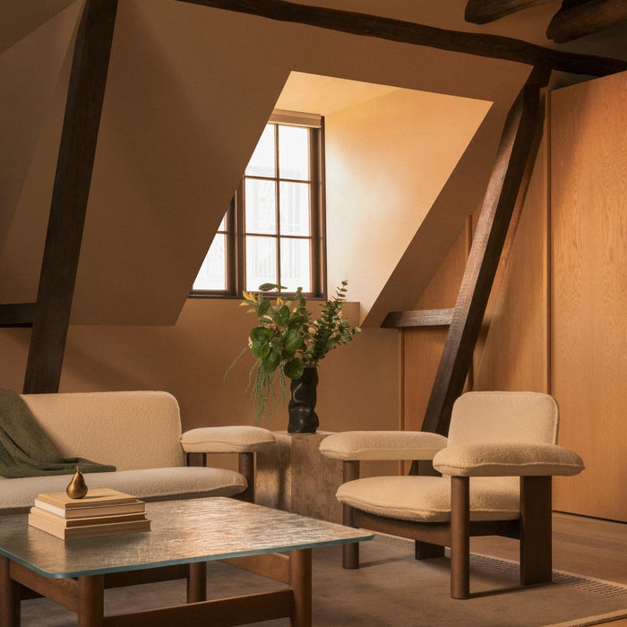 Audo Copenhagen Brasilia 2-zits bank donker eiken Sheepskin Sahara