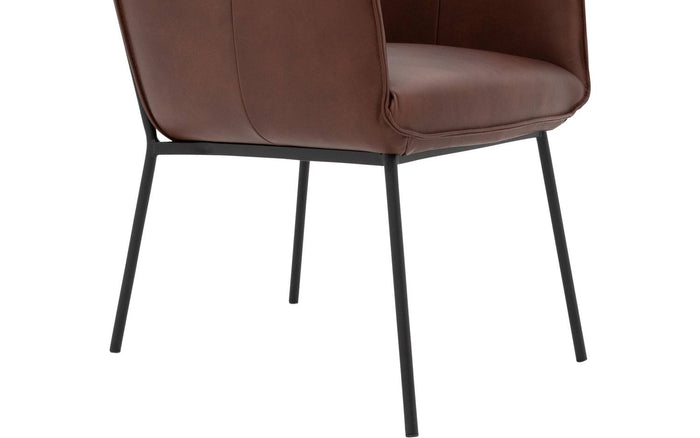 Goossens Eetkamerstoel Silvan - Leder met armleuning