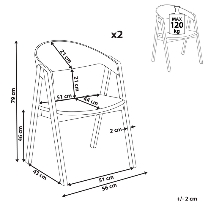 Beliani - YUBA - Eetkamerstoel set van 2 - Donkergroen - Fluweel