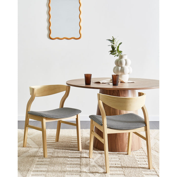 Beliani-YUBA-Eetkamerstoel set van 2-Donkerhout|Zwart|Wit-Bouclé