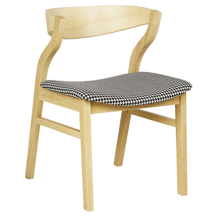 Beliani-YUBA-Eetkamerstoel set van 2-Donkerhout|Zwart|Wit-Bouclé