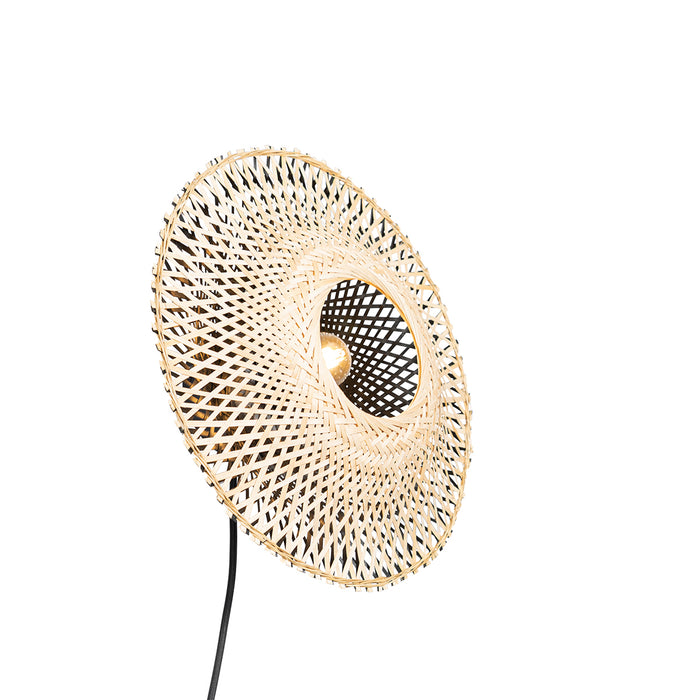 QAZQA Smart wandlamp bamboe 30 cm met stekker incl. Wifi P45 - Rina