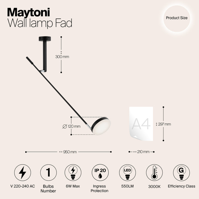 Maytoni - Wandlamp Fad - Zwart
