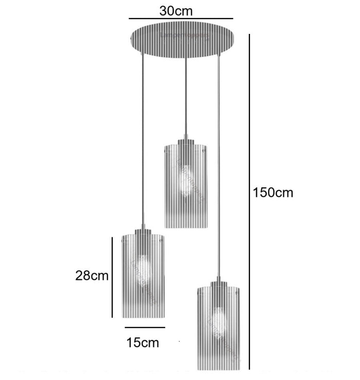 Freelight Hanglamp Ventotto Zwart & Smoke Glas 3 Lichts Rond -PL 5833