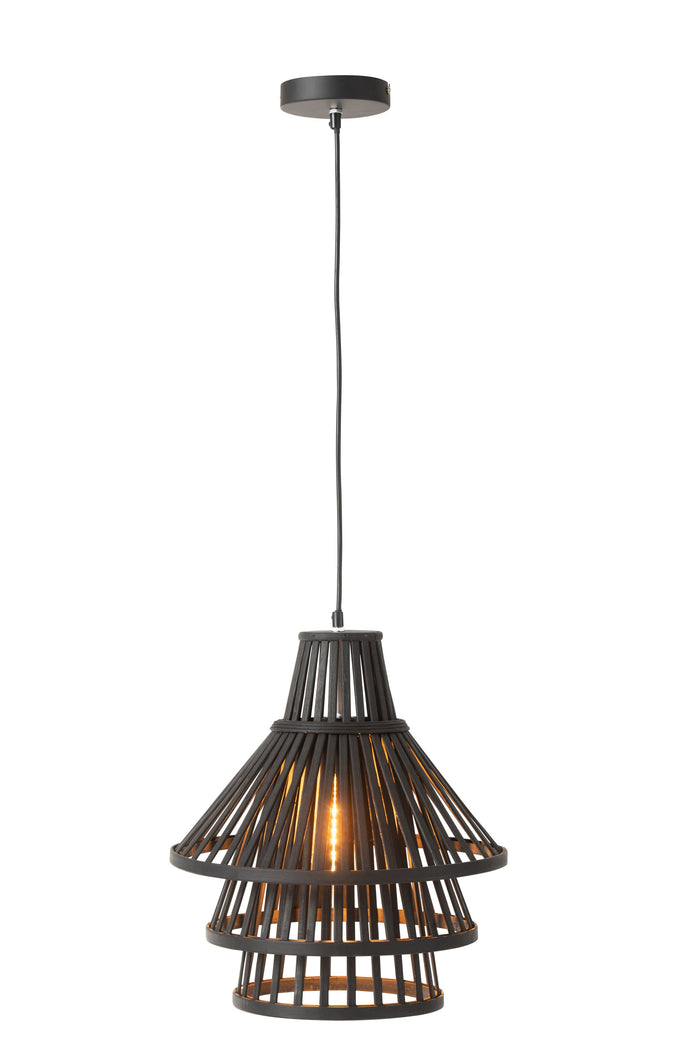 J-Line - Hanglamp Lagen Bamboo Zwart Medium - 30x30x160cm