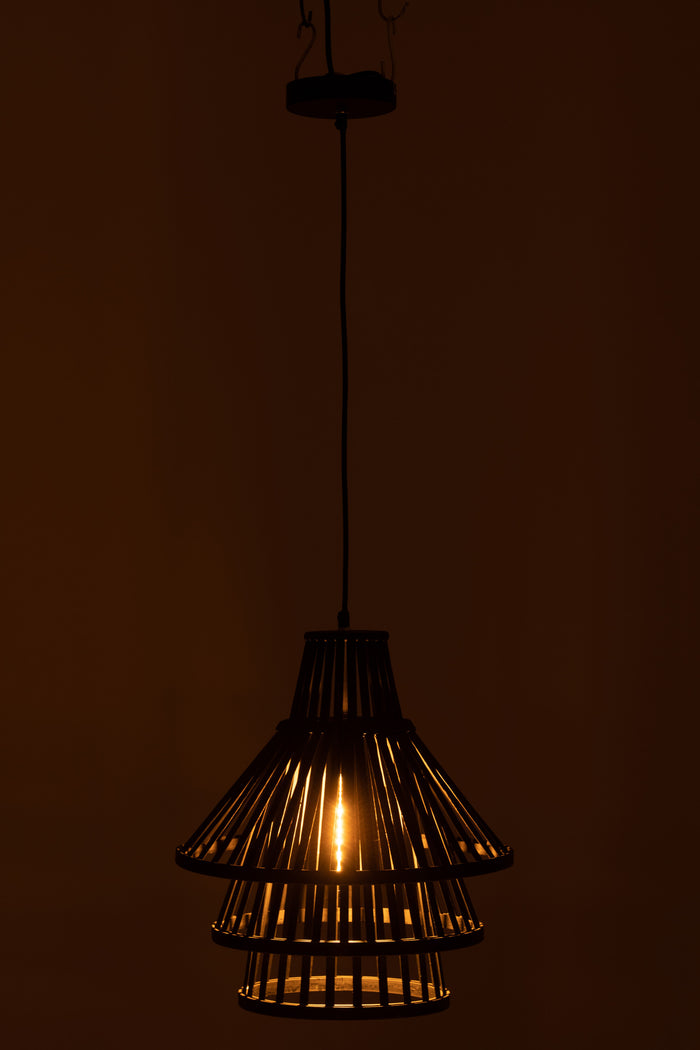 J-Line - Hanglamp Lagen Bamboo Zwart Medium - 30x30x160cm