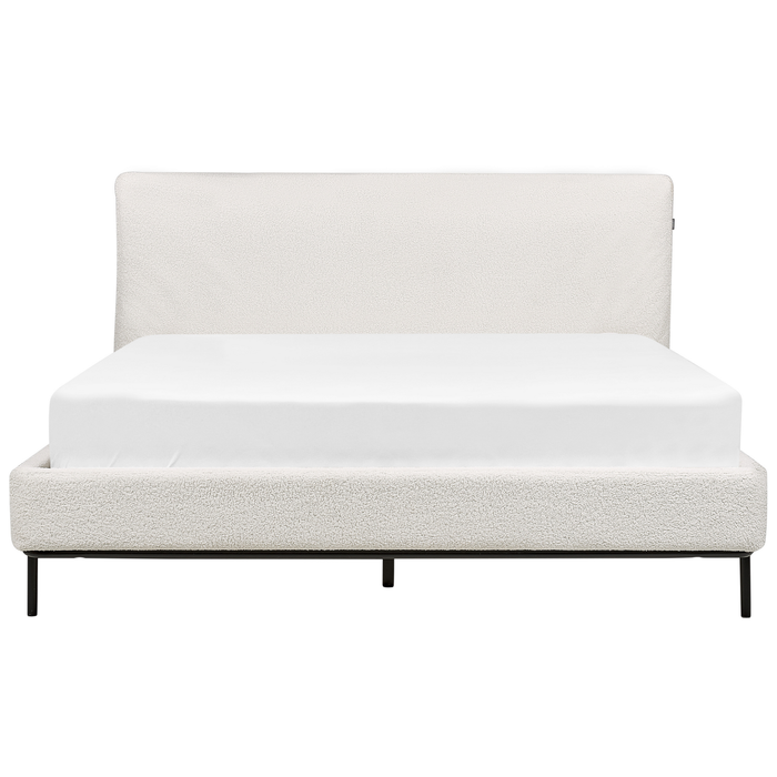 Beliani-CORIO-Tweepersoonsbed-Gebroken wit-160 x 200 cm-Bouclé