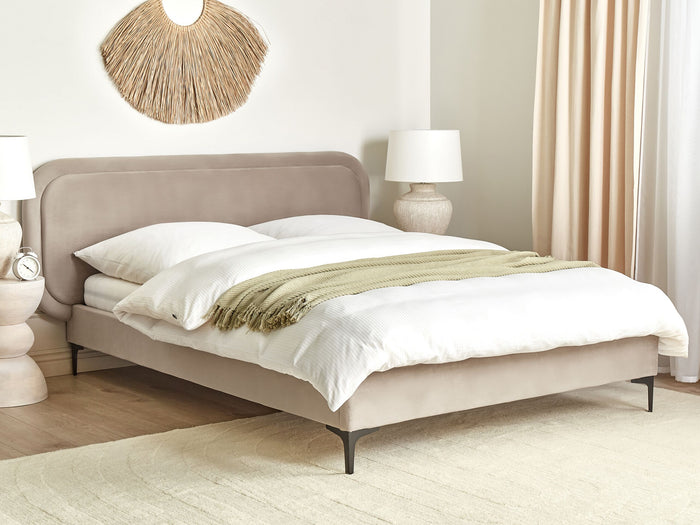 Beliani - SUZETTE - Tweepersoonsbed - Taupe - 140 x 200 cm - Polyester