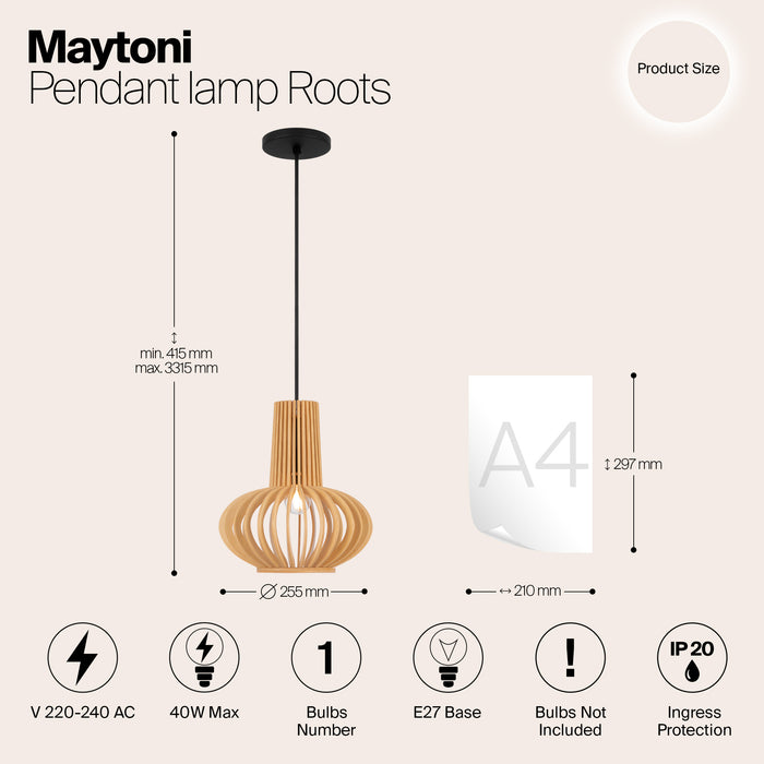 Maytoni - Hanglamp Roots - Zwart - Ø25,5